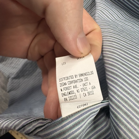 Ermenegildo Zegna Men's 2XL Blue/Green Striped LS Made in Italy SEE DESCRIPTION - Picture 5 of 16